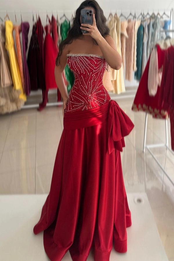 Mermaid Red Beaded Prom Dress
