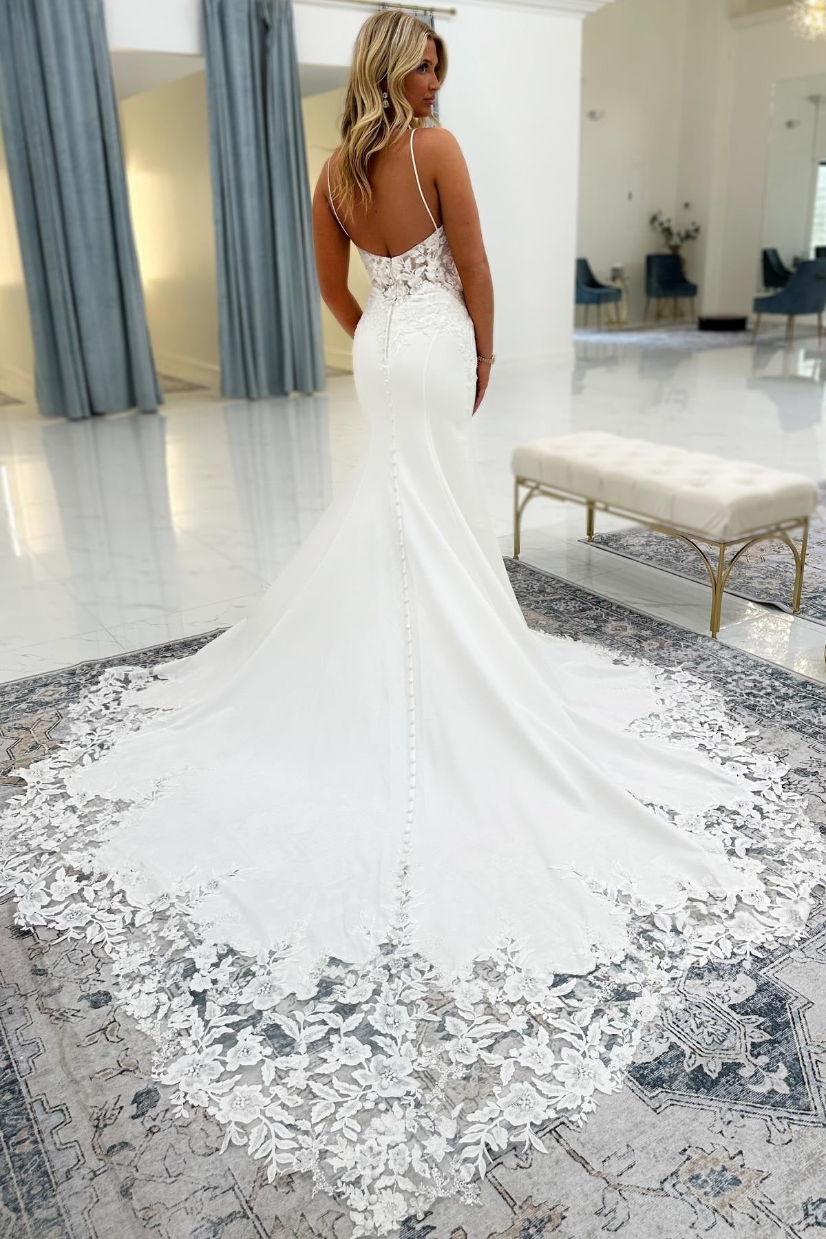 chinese dress ladies Long Mermaid Strapless Spaghetti Straps Lace Backless Wedding Dresses