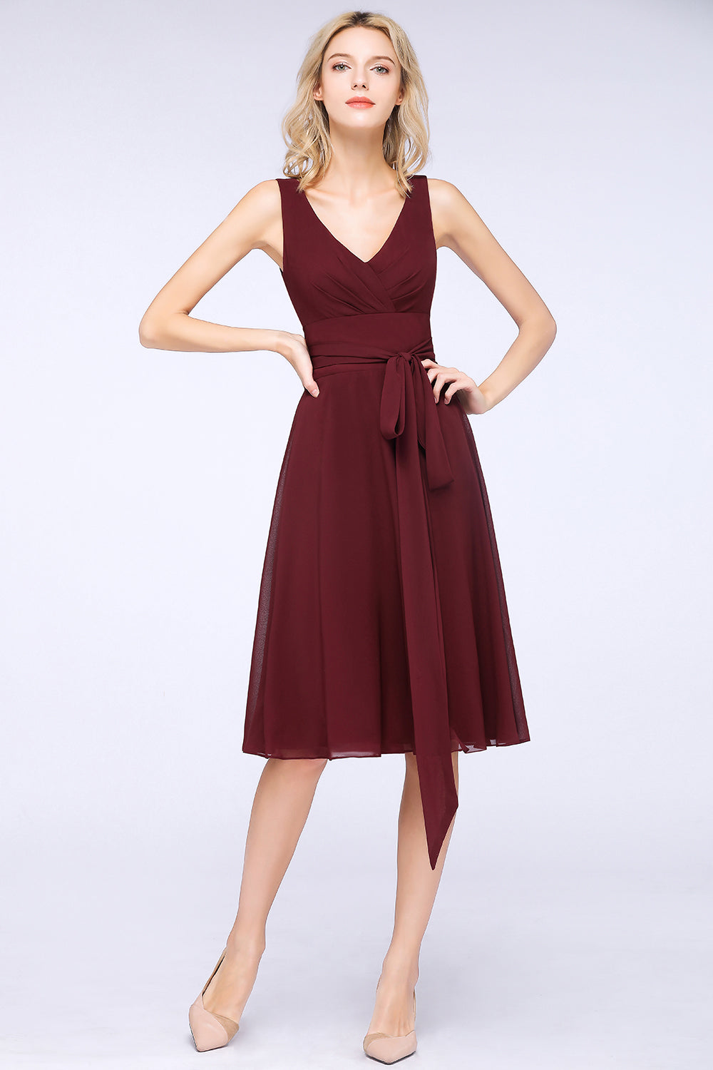 sachin and babi light blue dress Affordable Gold Short A-Line V-Neck Chiffon Bridesmaid Dress with Bow
