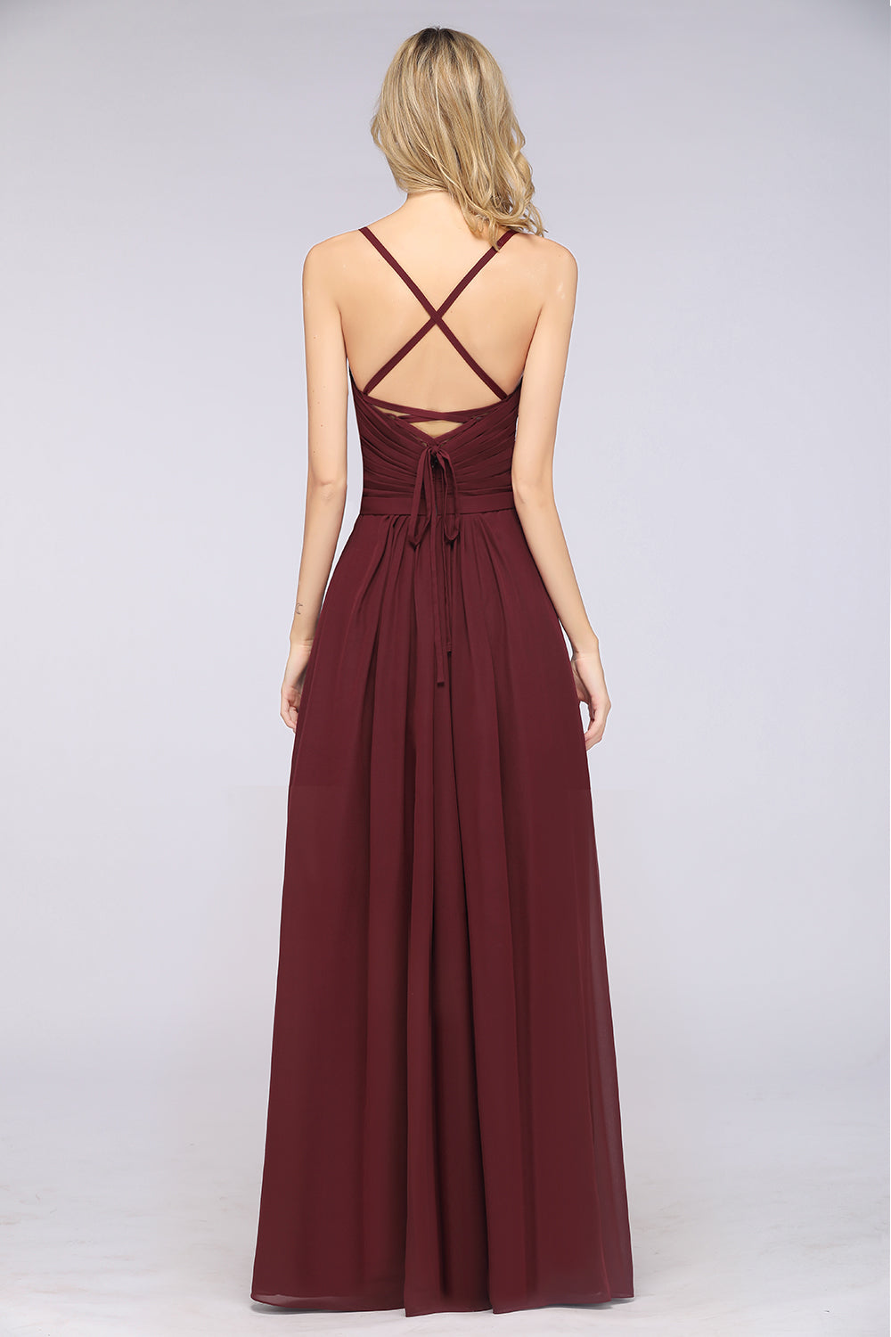 A-Line Chiffon Sweetheart Long Backless Bridesmaid Dress with Ruffles A-Line Chiffon Sweetheart Long Backless Bridesmaid Dress with Ruffles