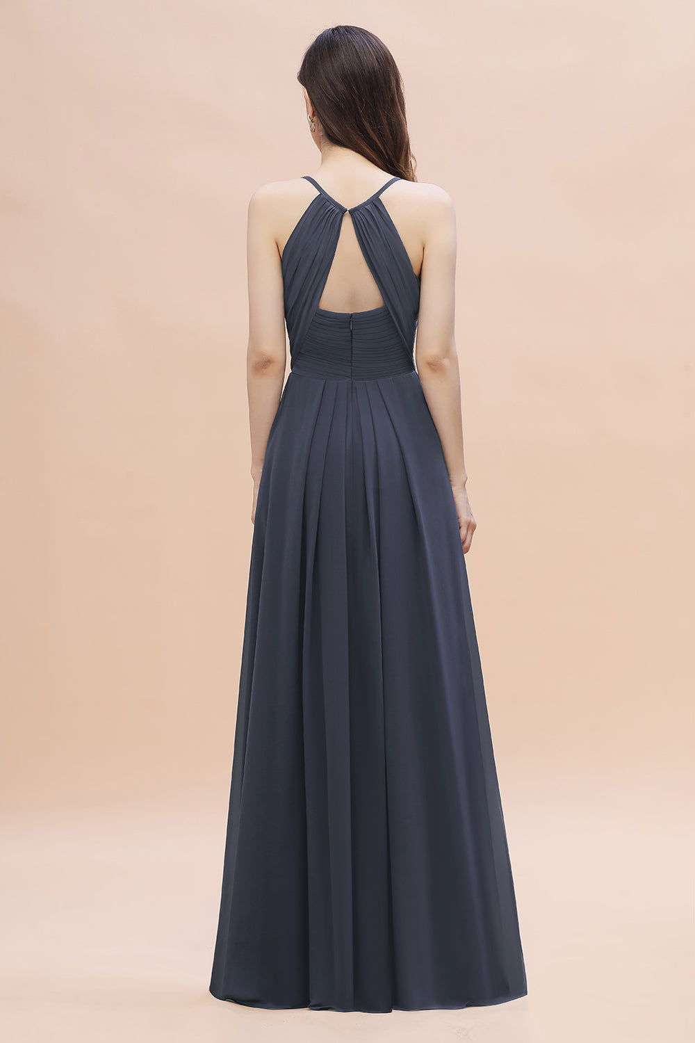 A-Line Chiffon V-Neck Bridesmaid Dress Classy Long Evening Dress With – BIZTUNNEL