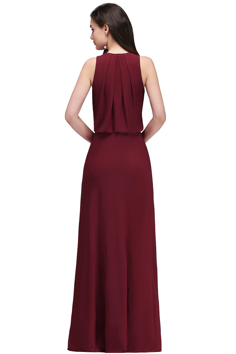 Chiffon V Neck Sleeveless Ruffles Bridesmaid Dresses