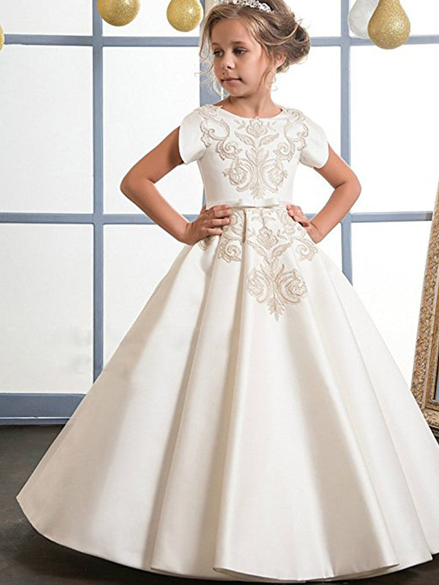 chinese dress ladies Lush Satin A-line Flower Girl Communion Dress Celestial 3224 – Sparkly Gowns main image 1