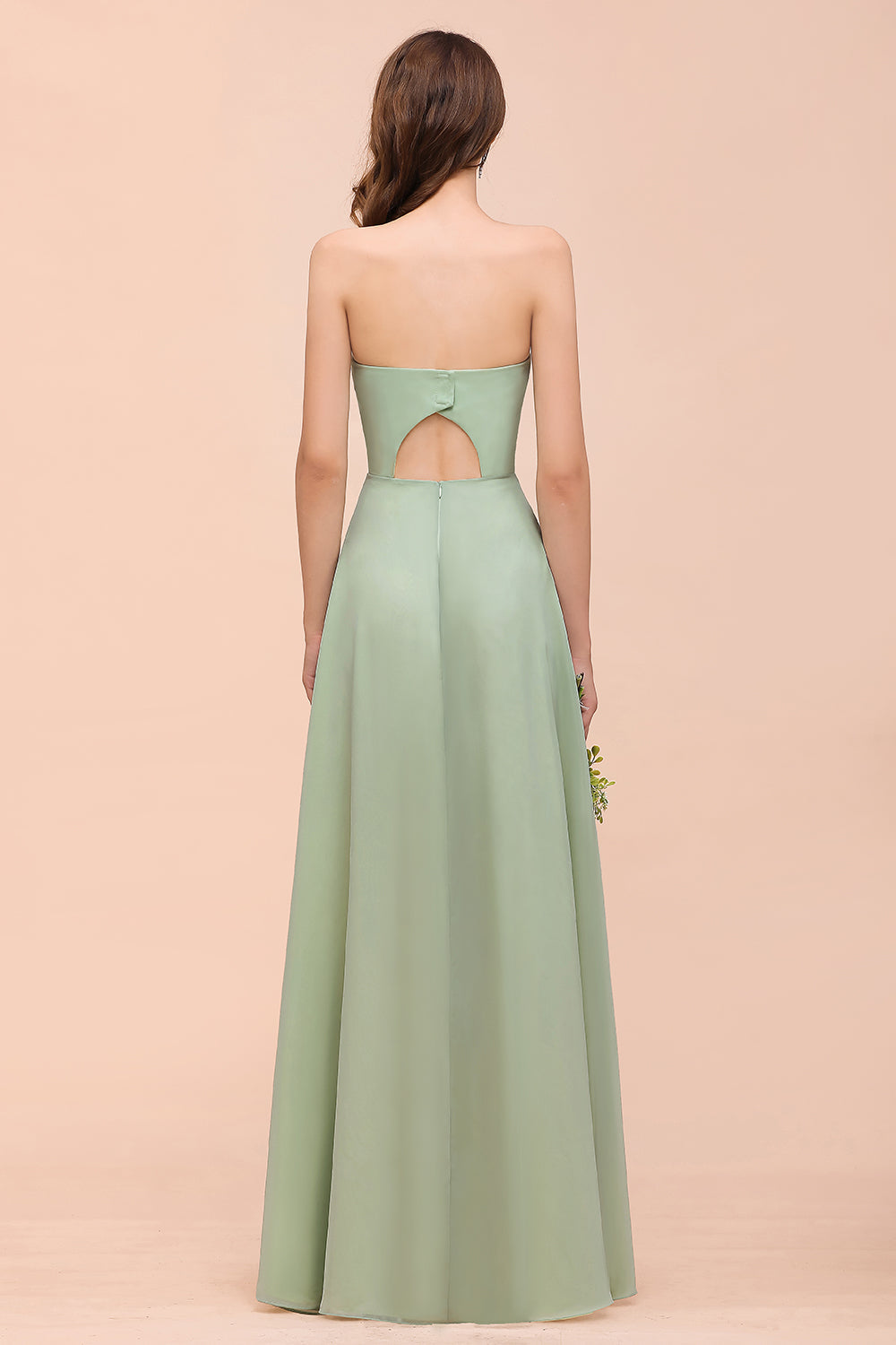A-Line Sweetheart Chiffon Long Bridesmaid Dress with Slit  BIZTUNNEL