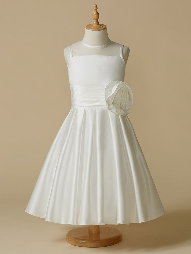 blue dress for baby girl A-Line Taffeta Sleeveless Jewel Neck First Communion Short Flower Girl Dresses