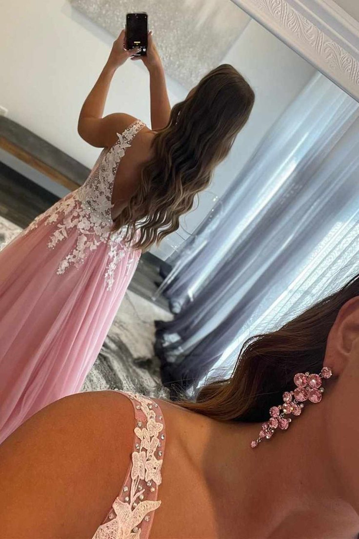 strapless open back dress Hunter Green Sequin Cut Glass Mirror Long Prom Dress with Slit – jkprom