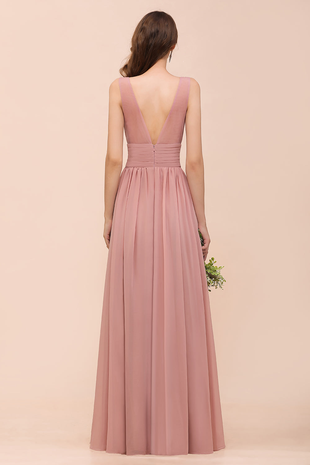 Affordable Long A-Line Sleeveless Chiffon Mauve Bridesmaid Dress Affordable Long A-Line Sleeveless Chiffon Mauve Bridesmaid Dress