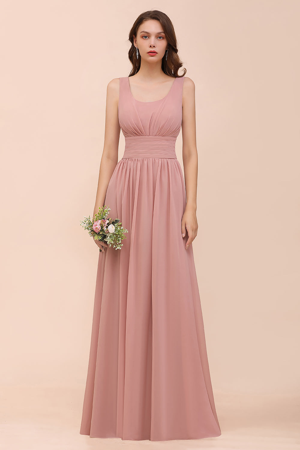 Affordable Long A-line Sleeveless Chiffon Mauve Bridesmaid Dress Affordable Long A-line Sleeveless Chiffon Mauve Bridesmaid Dress