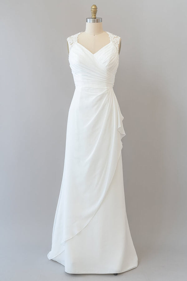Awesome Long Sheath Lace Chiffon Backless Wedding Dress Awesome Long Sheath Lace Chiffon Backless Wedding Dress