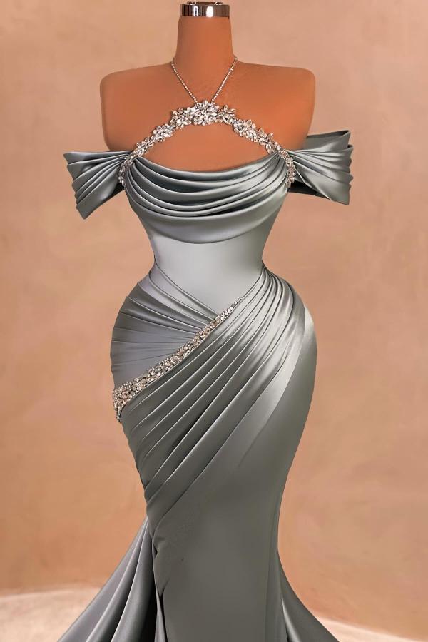 Elegant Mermaid Off The Shoulder Satin Long Prom Dress,Evening Dress GG1283 main image 1