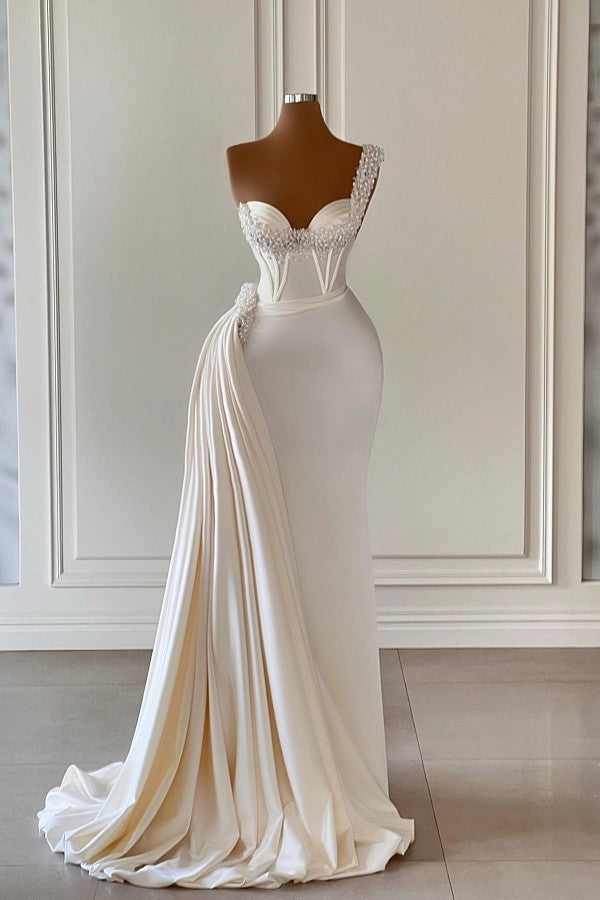 Biztunnel Charming Long Sweetheart One Shoulder Mermaid Prom Dress with Ruffles Biztunnel Charming Long Sweetheart One Shoulder Mermaid Prom Dress with Ruffles