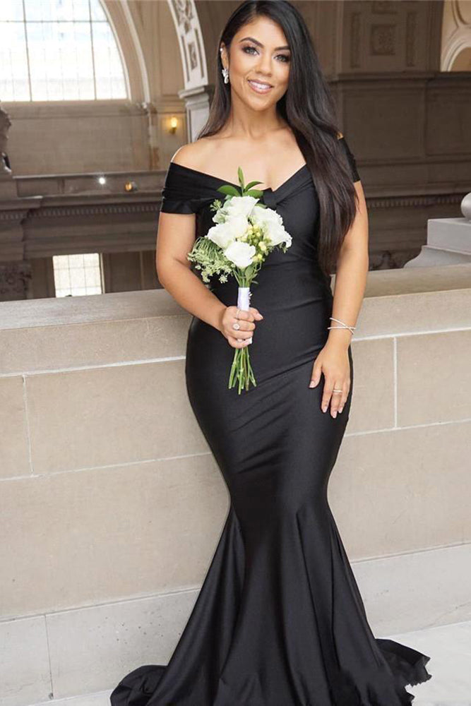 Black Long Mermaid Off-The-Shoulder Backless Prom Dress Black Long Mermaid Off-The-Shoulder Backless Prom Dress