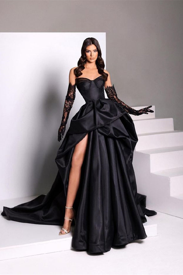 shoes for black velvet dress Elegant Yasmin Gown in Black main image 1