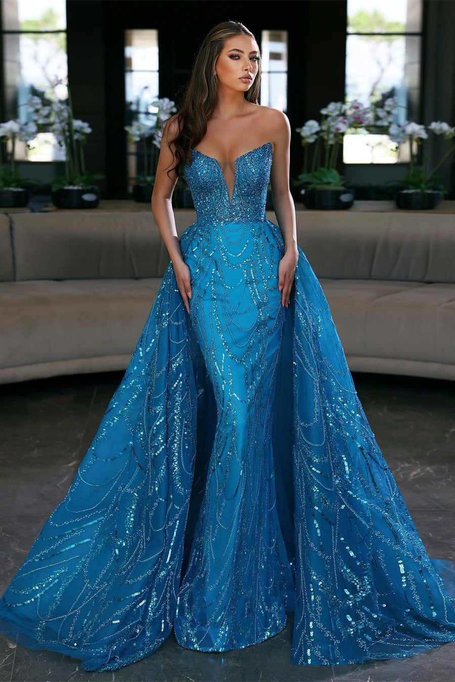 Sequin Dress Evening Gowns With Detachable Trains Sequins Prom Dress, Detachable Train Prom Dresses Luladress Sequin Dress Evening Gowns With Detachable Trains Sequins Prom Dress, Detachable Train Prom Dresses Luladress