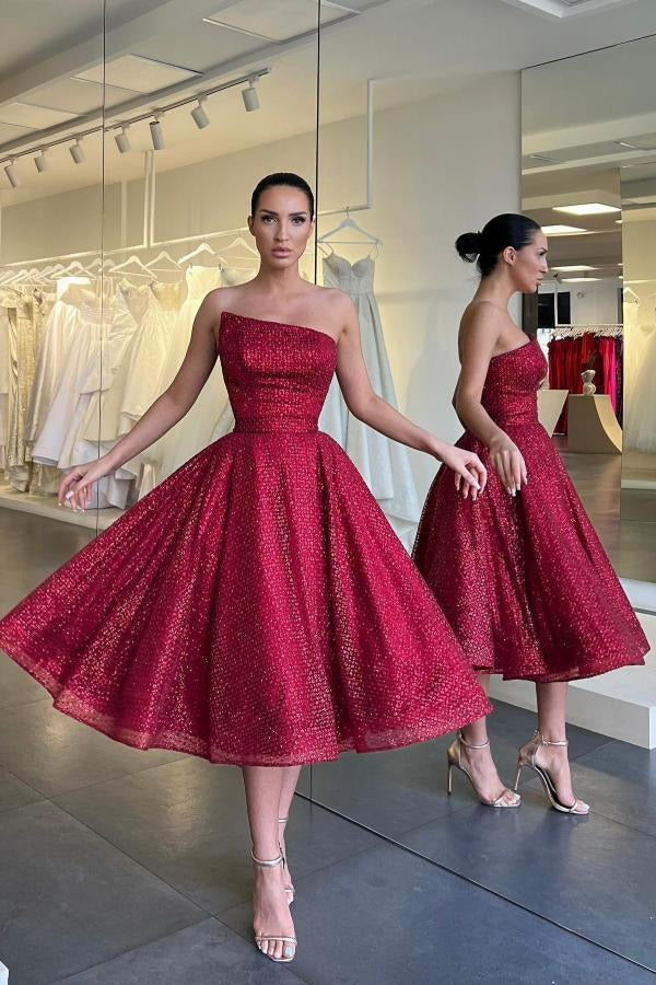 open lace back dress MisShow Strapless Corset Red Tight Short Homecoming Dress/Mini Dress with Lace main image 0