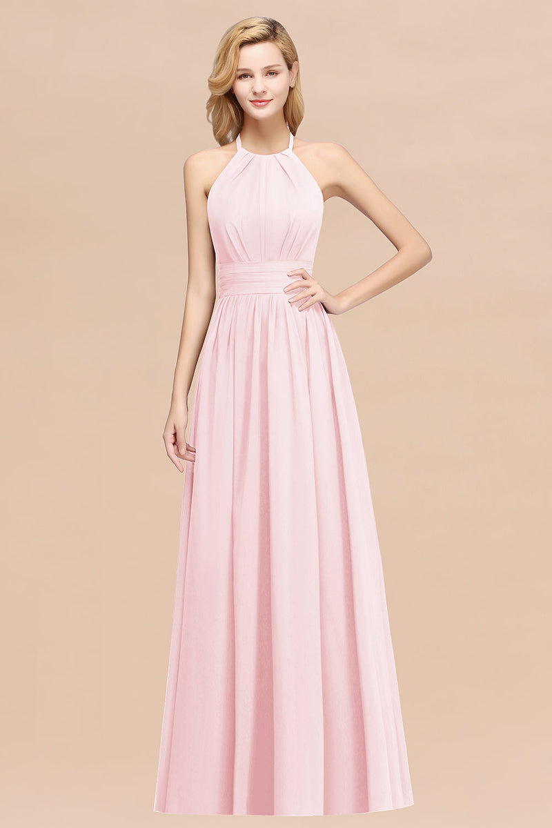 Burgundy Chiffon A-line Strapless Long Prom/Bridesmaid Dresses