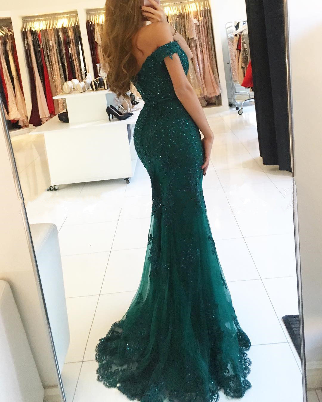 Burgundy Long Mermaid Off the Shoulder Tulle Beaded Lace Prom Dresses BIZTUNNEL Burgundy Long Mermaid Off the Shoulder Tulle Beaded Lace Prom Dresses BIZTUNNEL