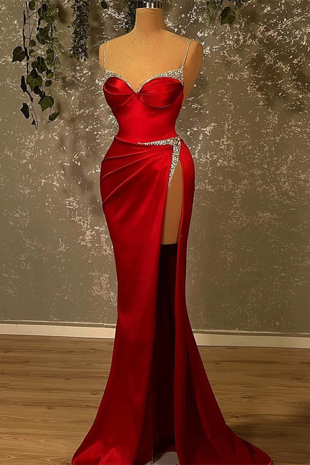 burgundy dress with split Straps Burgundy Sweetheart High Split A-line Floor length Prom Dresses main image 1