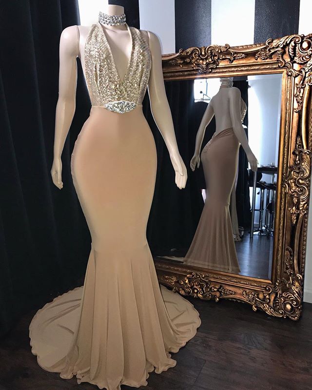 blue dress for baby girl A Line Backless Champagne Lace Long Prom Dress, Champagne Lace Formal –  abcprom main image 1