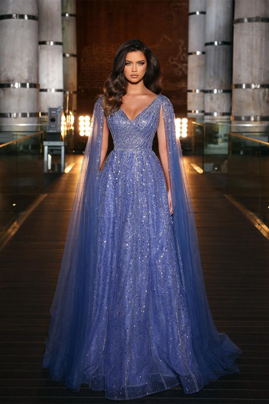 green emerald velvet dress Charming Long A-Line V-Neck Wide Straps Tulle Sequins Evening Dress