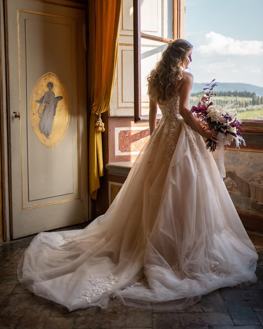 Charming Long A-Line Sweetheart Backless Train Tulle Floral Lace Weddi BIZTUNNEL Charming Long A-Line Sweetheart Backless Train Tulle Floral Lace Weddi BIZTUNNEL