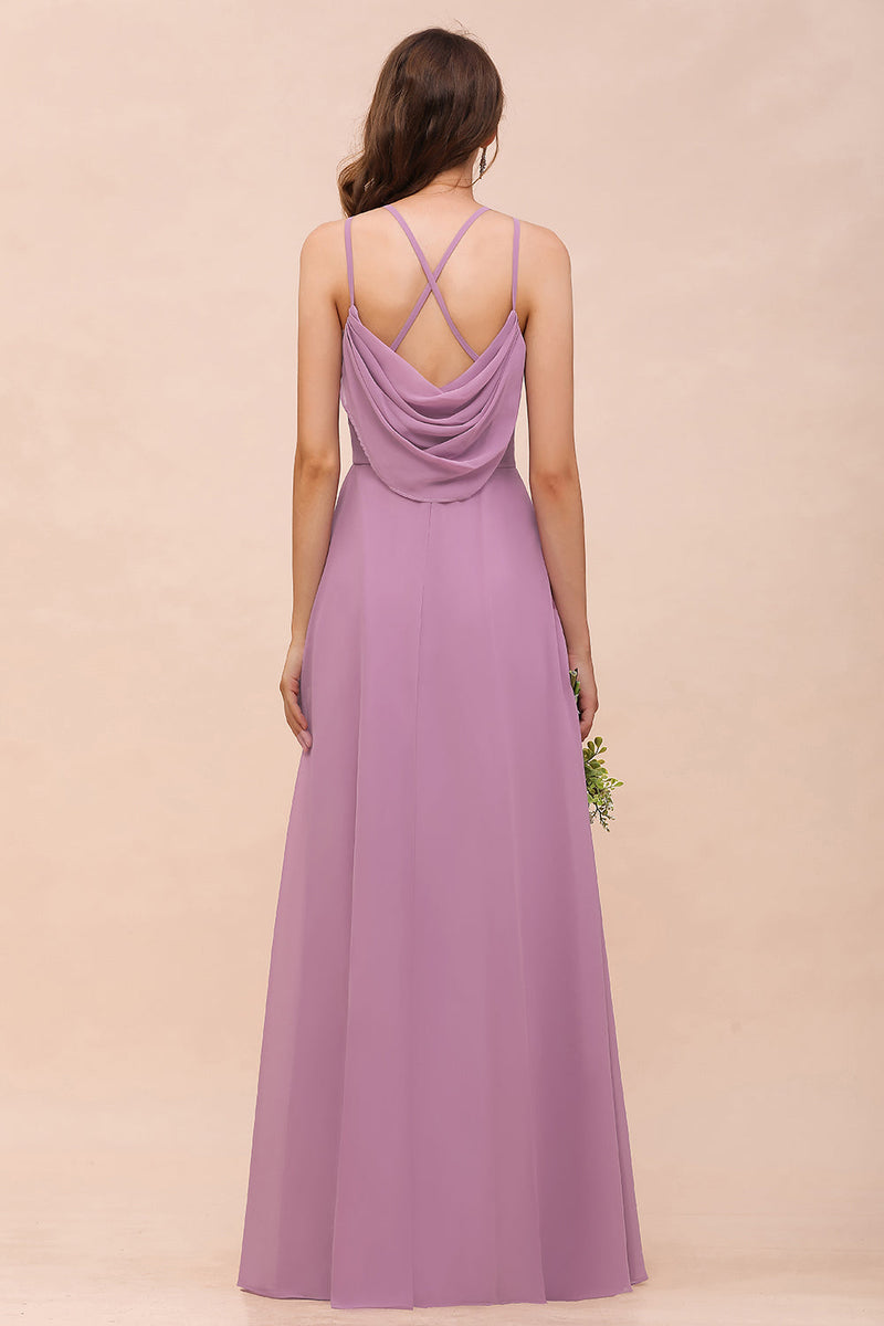 Pink Chiffon Open Back Long A Line Halter Prom Dress Formal Dress  cg9745 main image 0
