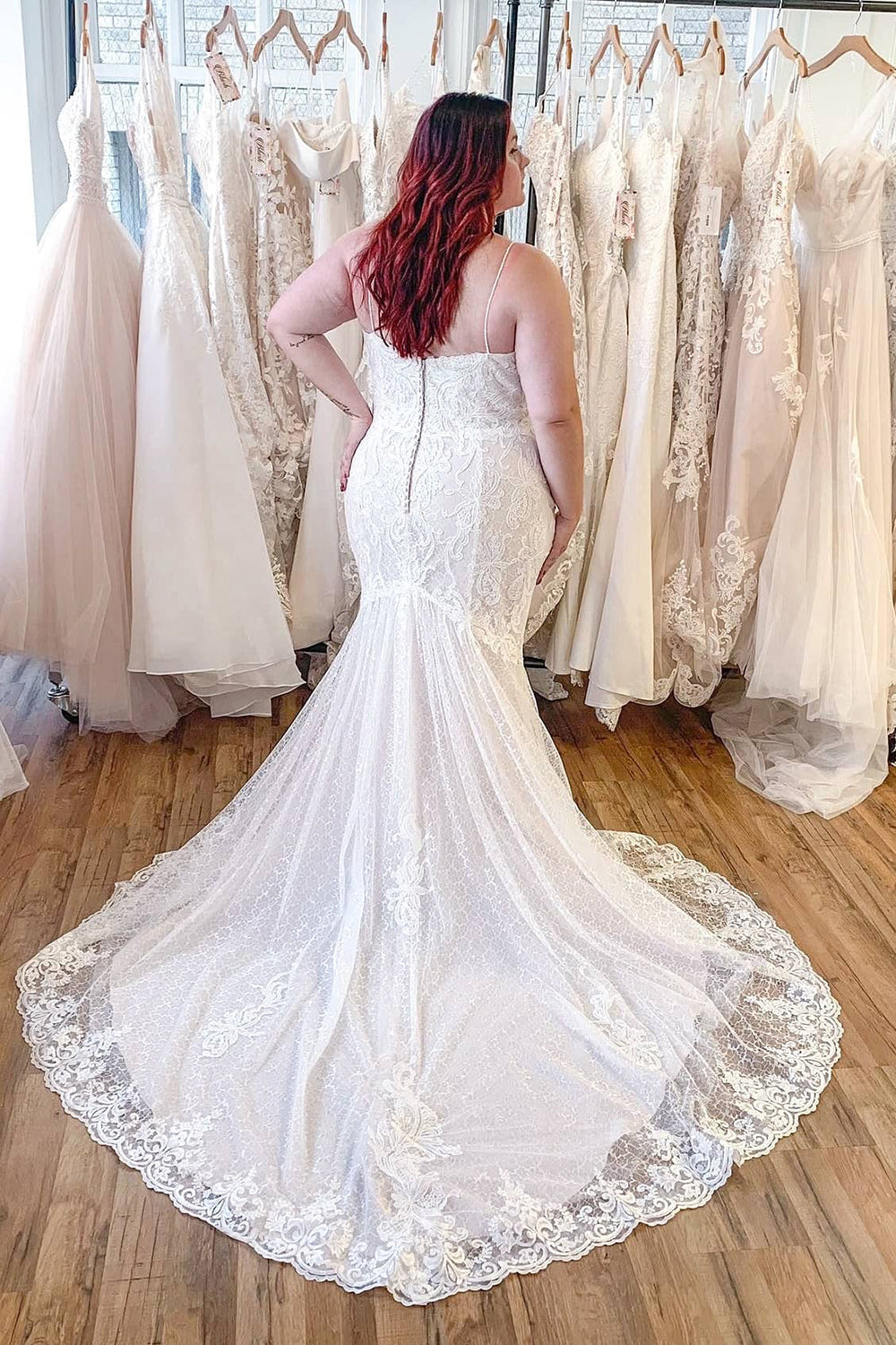 Classy Long Mermaid Appliques Lace Spaghetti Straps Backless Wedding D BIZTUNNEL Classy Long Mermaid Appliques Lace Spaghetti Straps Backless Wedding D BIZTUNNEL