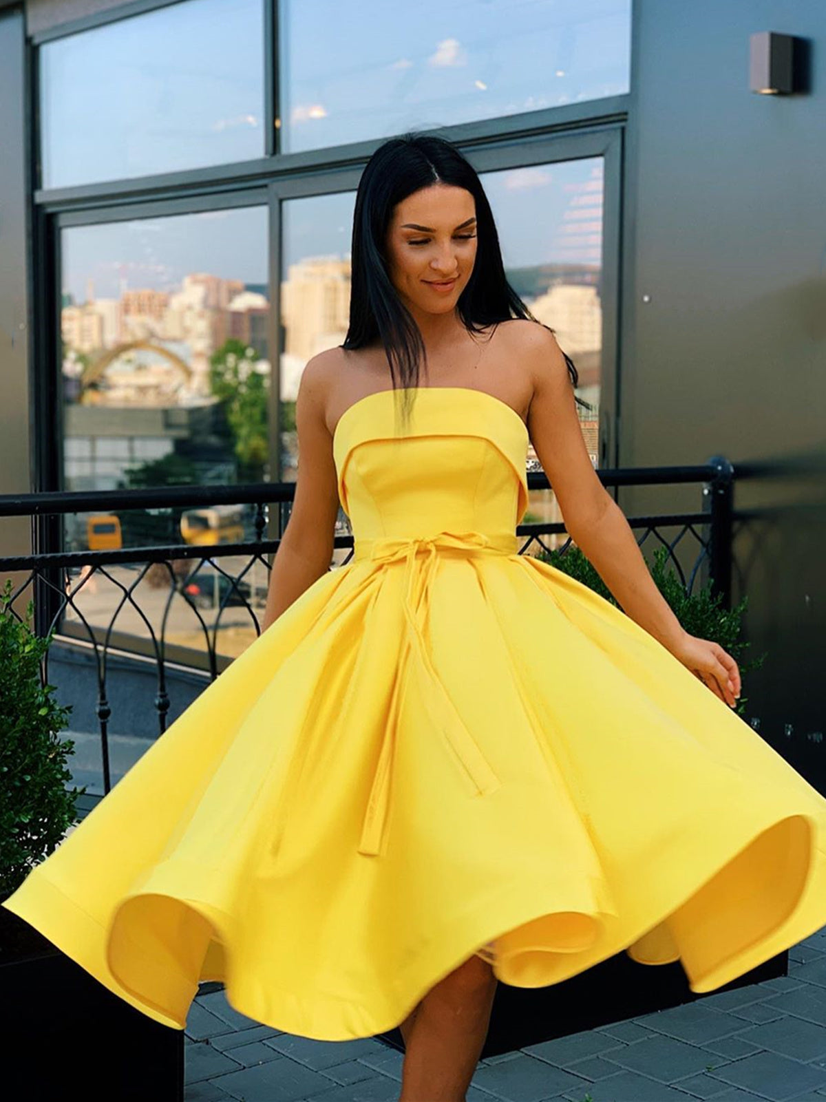 cute strapless dresses for homecoming Strapless Cute Mermaid Mini Dresses WIth Detachable Bow Train, Homecom –  ClaireBridal