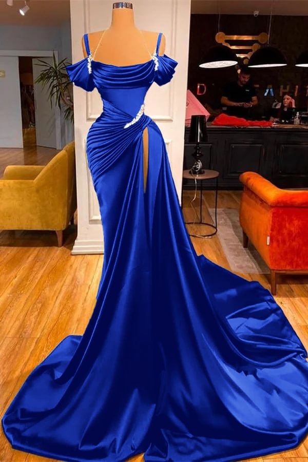 Dark Green Long Off-The-Shoulder Mermaid Prom Dress with Slit Dark Green Long Off-The-Shoulder Mermaid Prom Dress with Slit