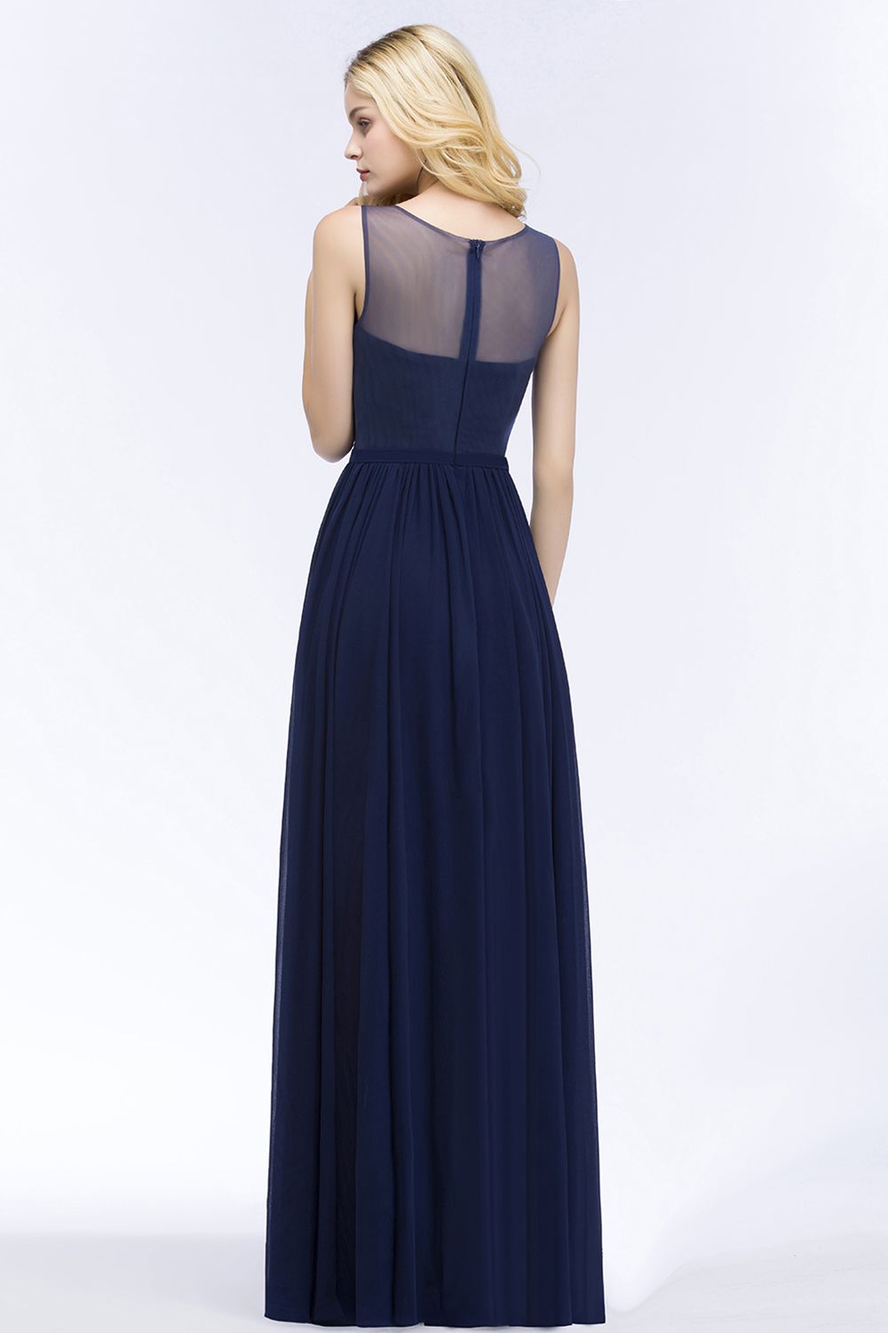 Dark Navy Long A-Line Chiffon Appliques Lace Bridesmaid Dresses Dark Navy Long A-Line Chiffon Appliques Lace Bridesmaid Dresses