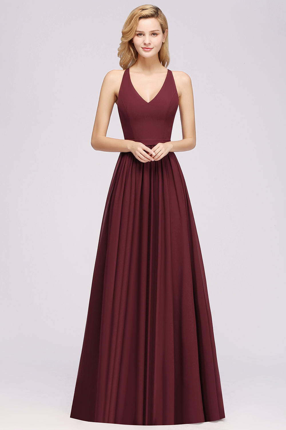 elegant chiffon bridesmaid dresses Sheath-Column Maxi Chiffon Dresses COCOMELODY CB0813CS, Dusty Blue