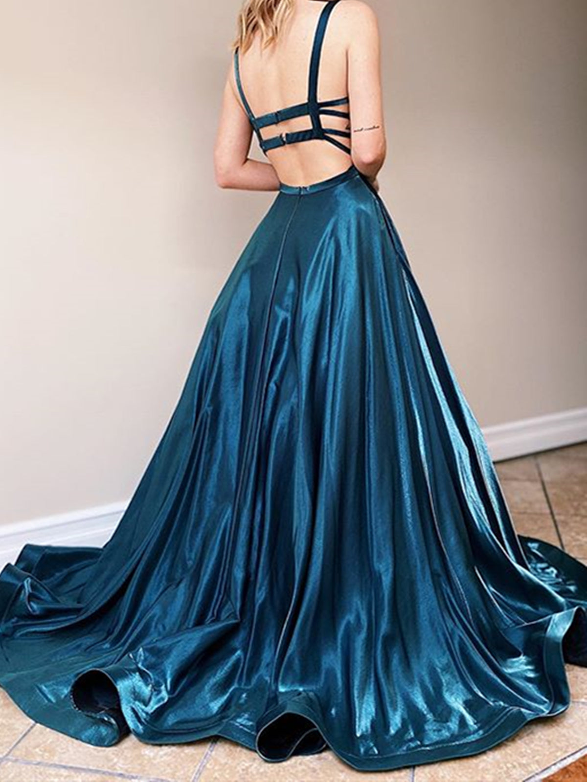 Elegant Long A-line Sleeveless Open Back Formal Evening Prom Dresses Elegant Long A-line Sleeveless Open Back Formal Evening Prom Dresses