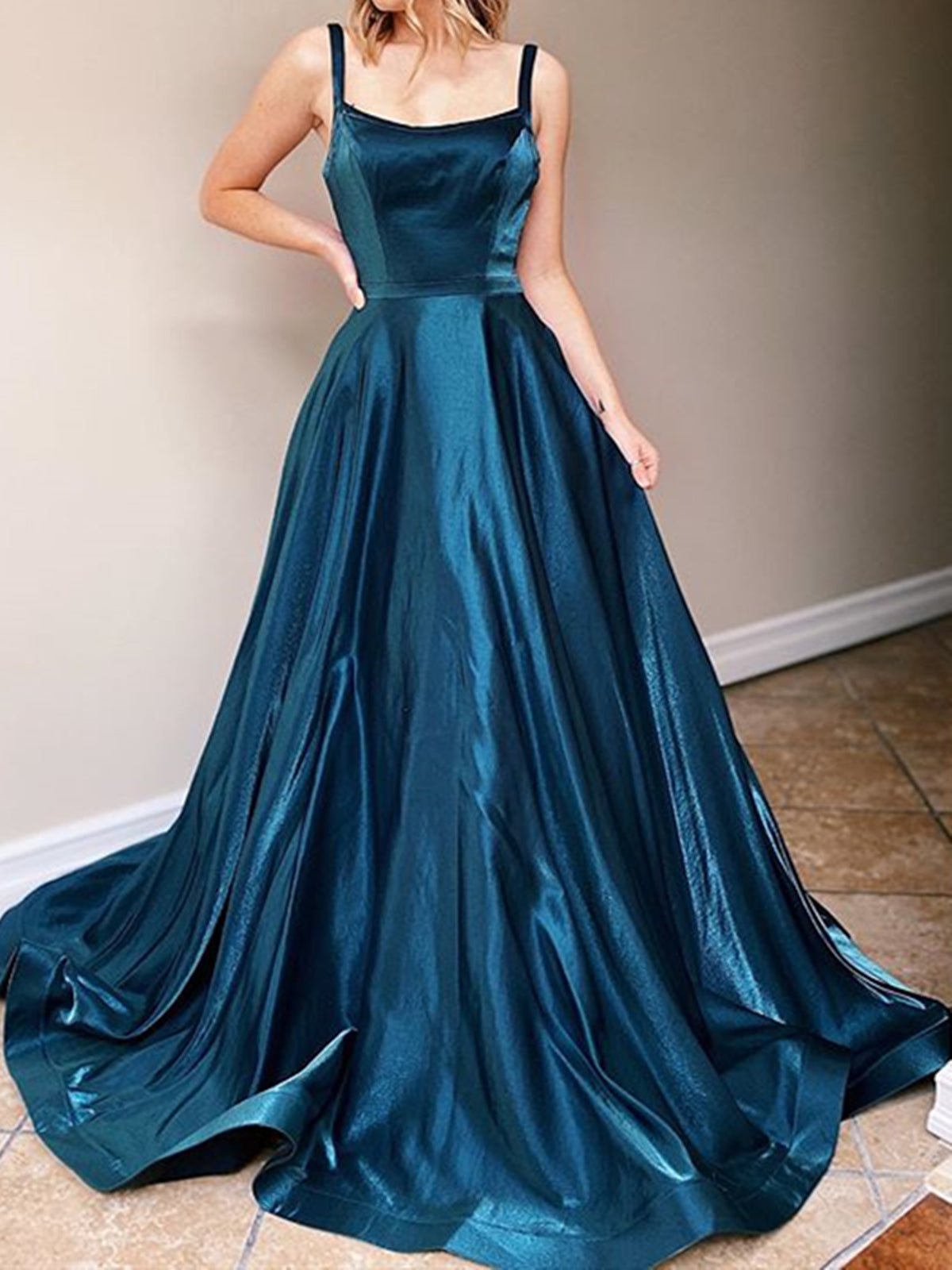 Elegant Long A-line Sleeveless Open Back Formal Evening Prom Dresses BIZTUNNEL Elegant Long A-line Sleeveless Open Back Formal Evening Prom Dresses BIZTUNNEL