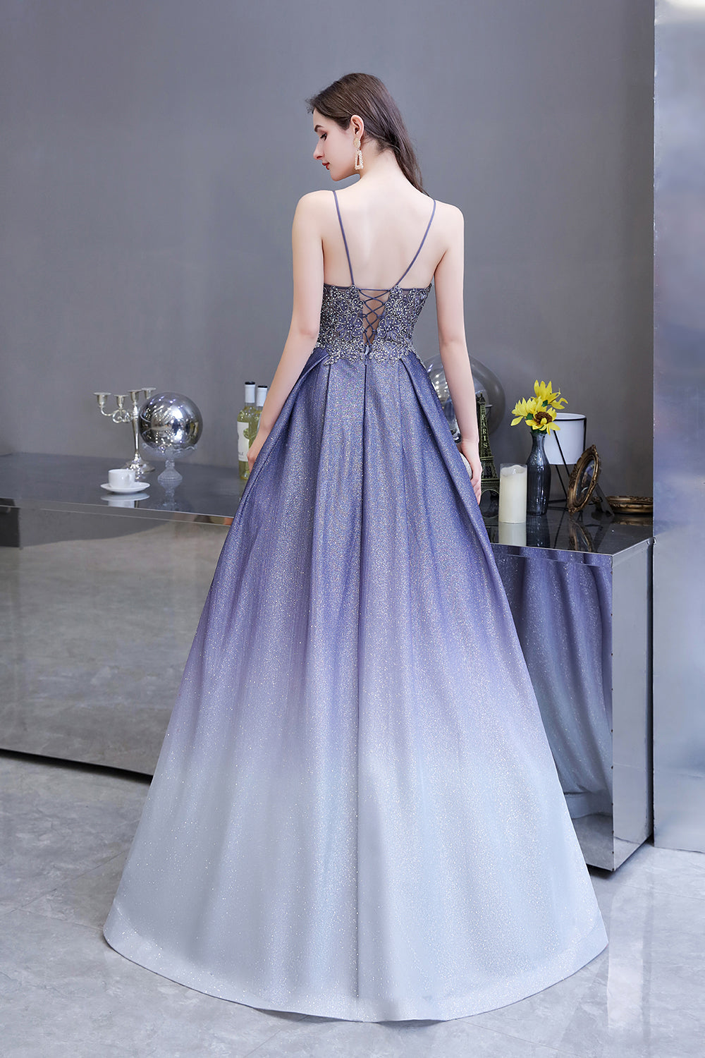 beaded ombre dress Strapless Beaded Ombre Prom Dresses Elegant Evening Dress  Hoprom