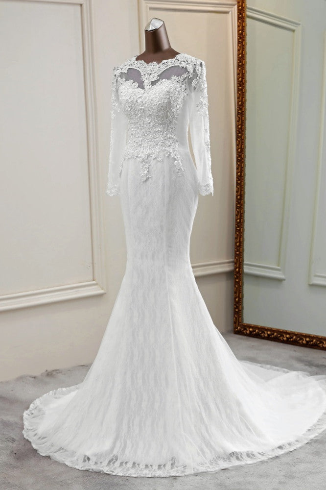 Unique Mermaid Tulle Sequin With Flowers Long Wedding Dresses
