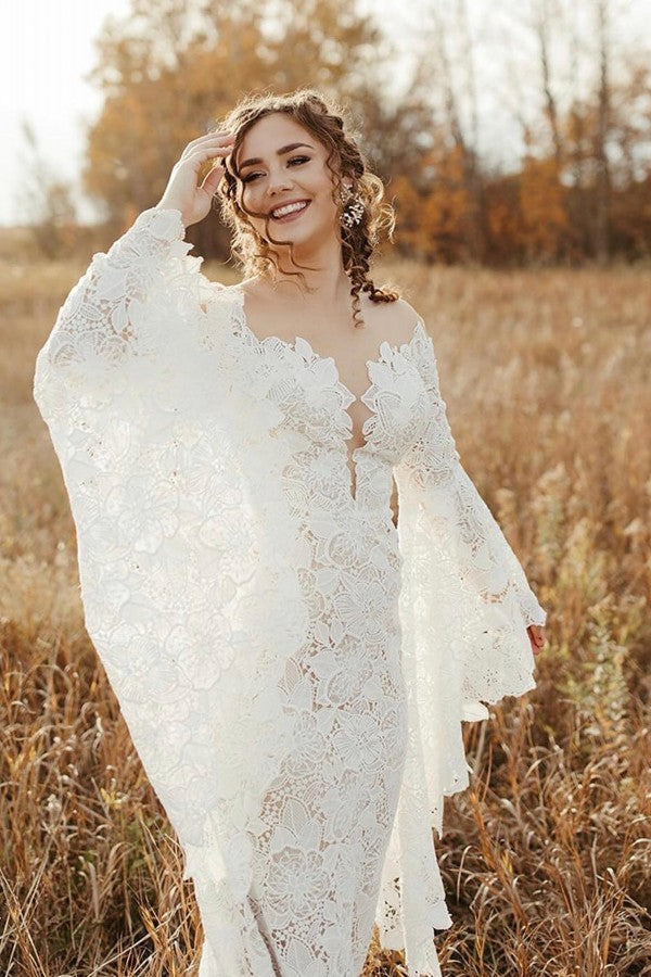long sleeve lace backless dress Shona Joy - La Lune Cumulus Silk Backless Lace Split Maxi Dress - Ivory main image 0