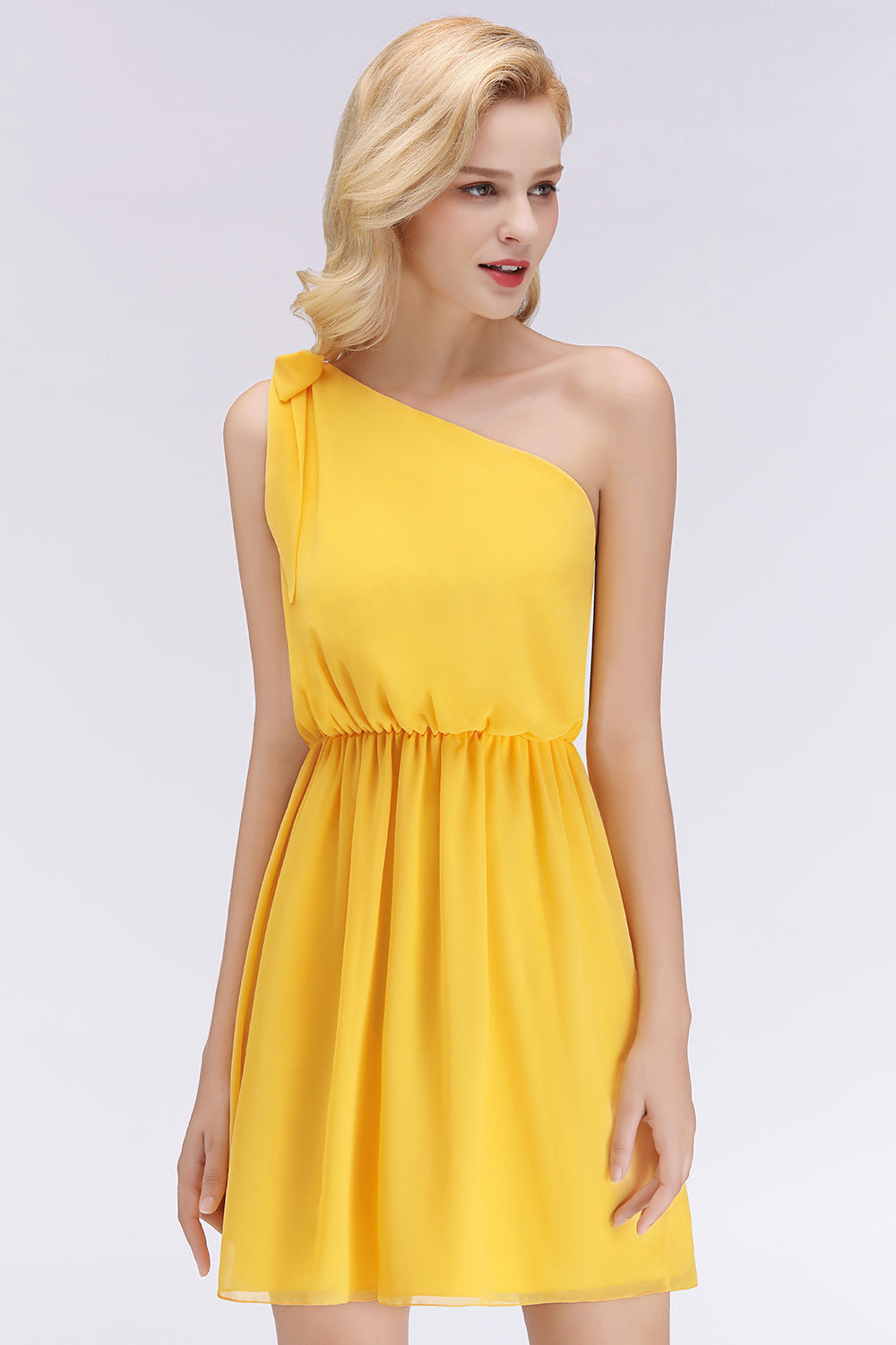 sachin and babi light blue dress Classy Sleeveless One Shoulders Sash/Ribbon/Belt Short Chiffon Bridesmaid Dresses