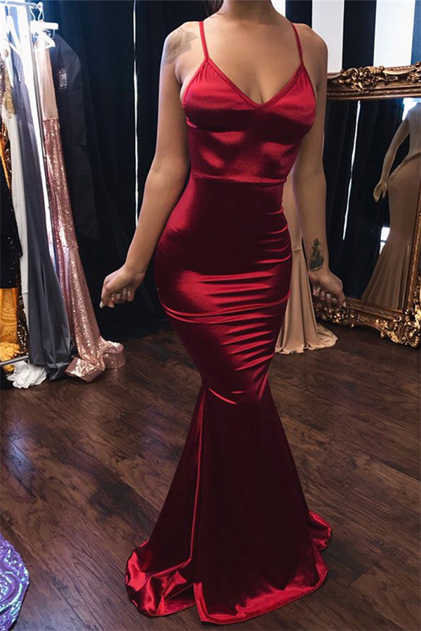 deep v neck backless prom dress Navy Blue Beaded V-Neck Backless Mermaid Long Prom Dress Burgundy / 18