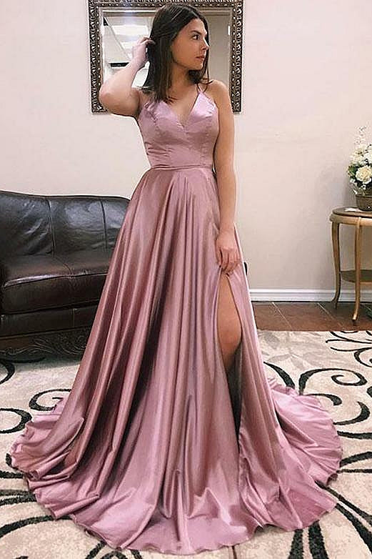open front prom dresses Elegant A-line V-neck Open Back Black Prom Dresses with Beading, Fairy  Evening Dresses,MP506