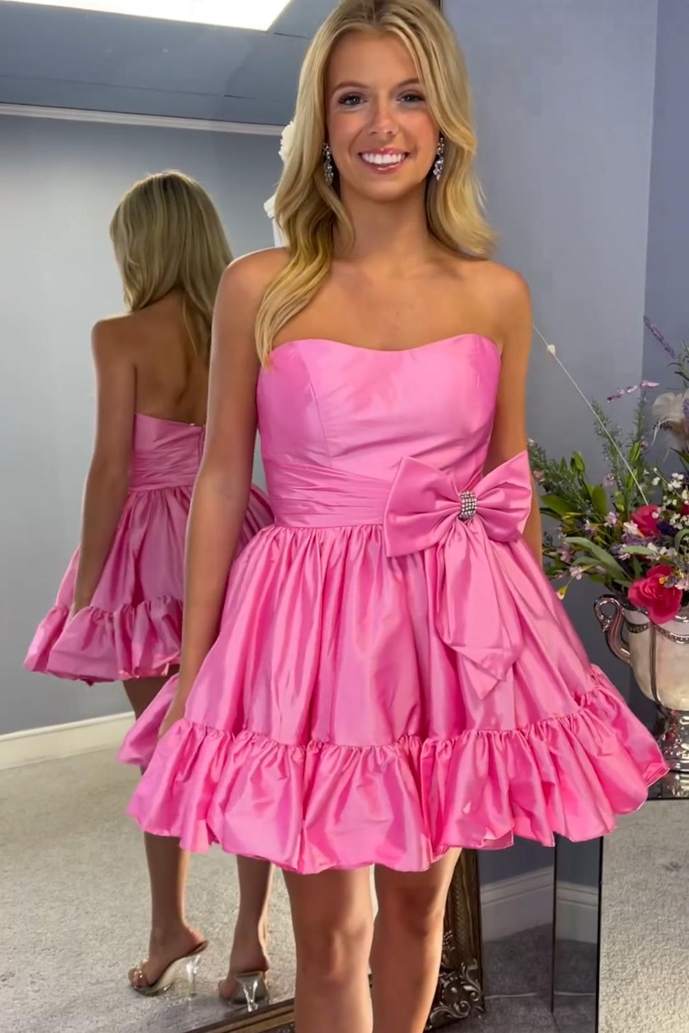 pink fluffy homecoming dress Fluffy Off The Shoulder Hot Pink Lace Long Prom Dresses with Slit, Off Shoulder Hot Pink Lace Formal Evening Dresses