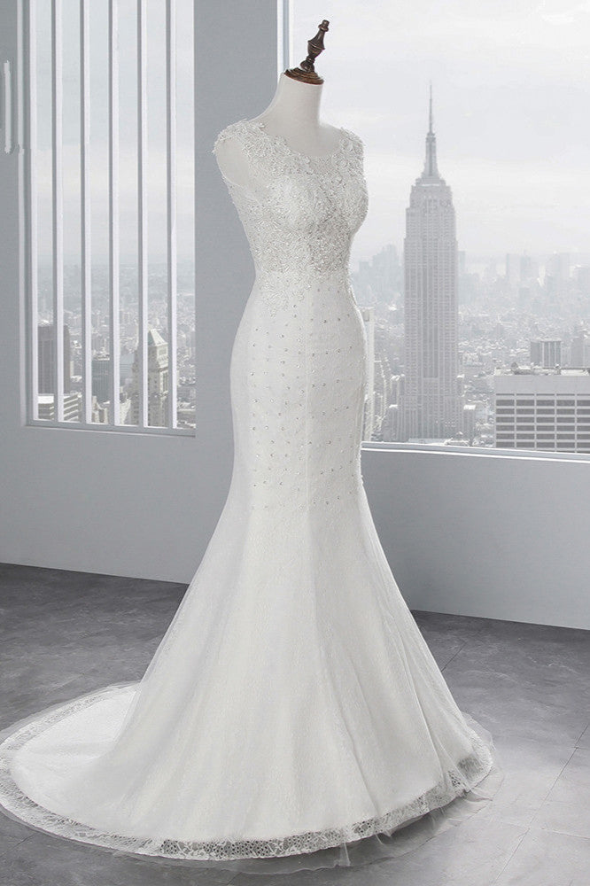 Dreamy Mermaid Strapless Tulle Applique With Gloves Long Wedding Dresses C3857