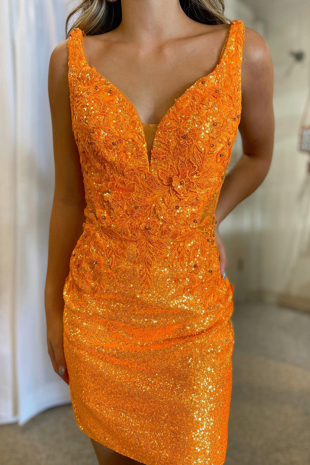 short tight glitter dress Orange Corset Sequins Homecoming with Appliq – BIZTUNNEL Designed in a flattering 💪 Meet Your Trainer pageants Color:Beige Cream