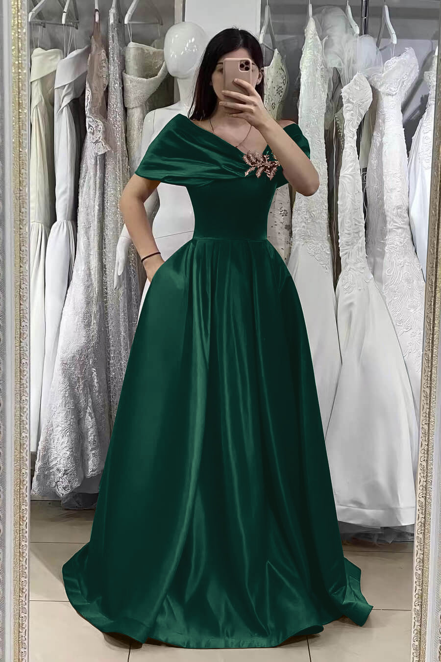 shape olive tailored cocoon sleeve a line blazer dress Red Tulle Off-the-Shoulder Long Prom Dresses, A-line Evening Gowns, MP718 main image 1