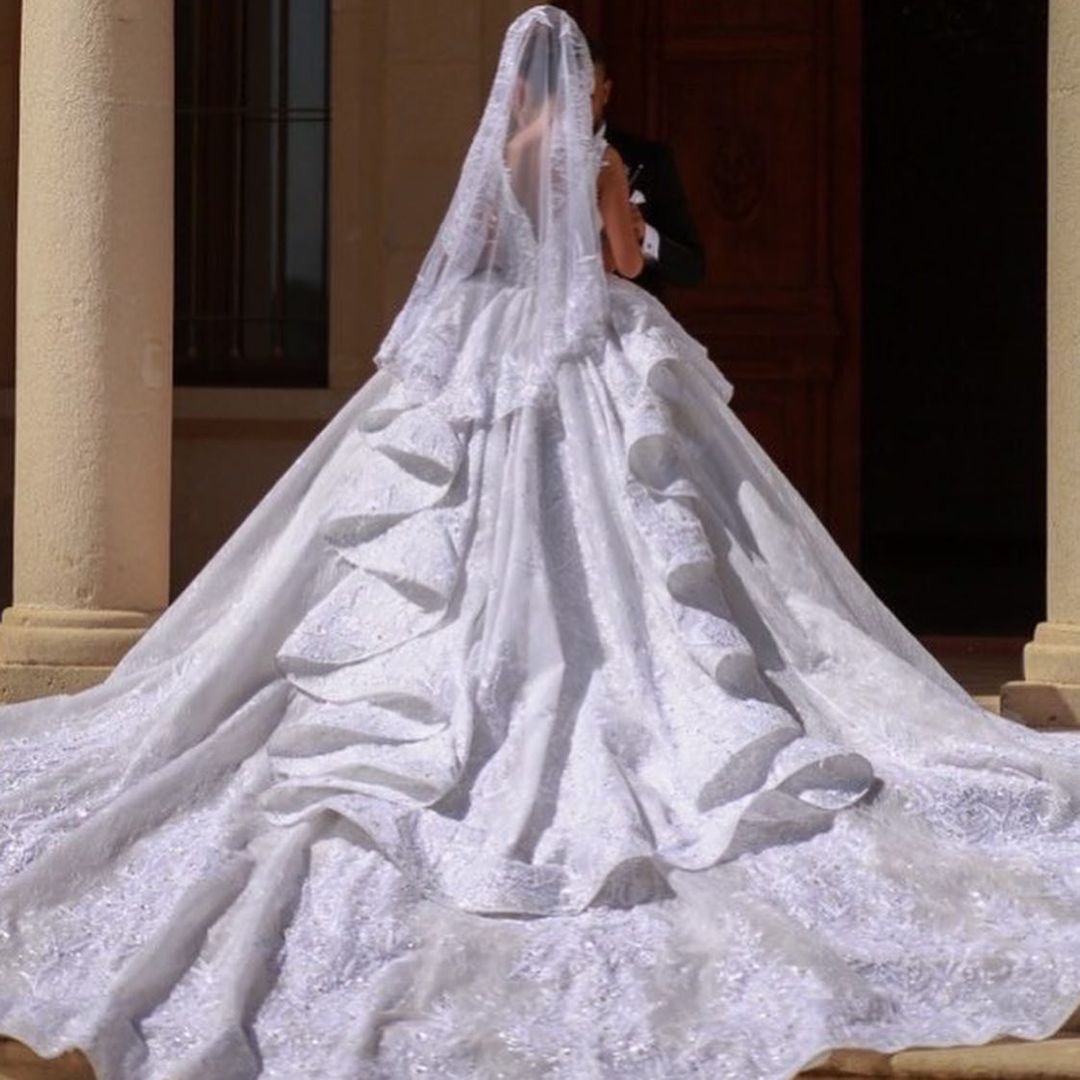 Gorgeous Long Ball Gown with Off-the-shoulder and Sequins - Wedding Dress main image 0