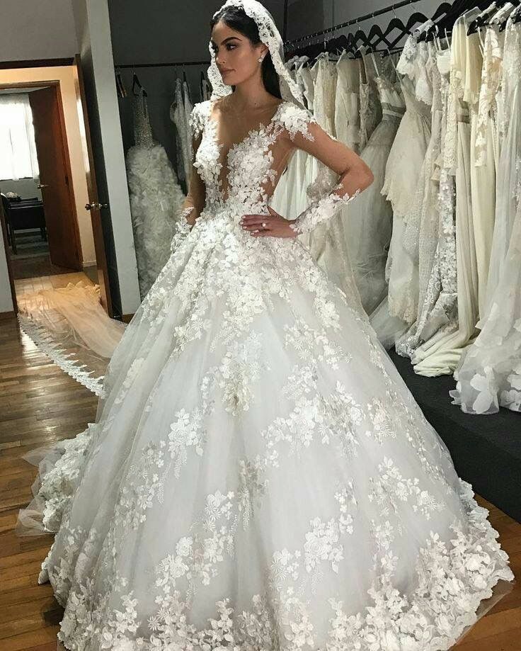 Gorgeous Long Princess Bateau Appliques Lace Backless Ruffles Wedding Dress with Sleeves Gorgeous Long Princess Bateau Appliques Lace Backless Ruffles Wedding Dress with Sleeves