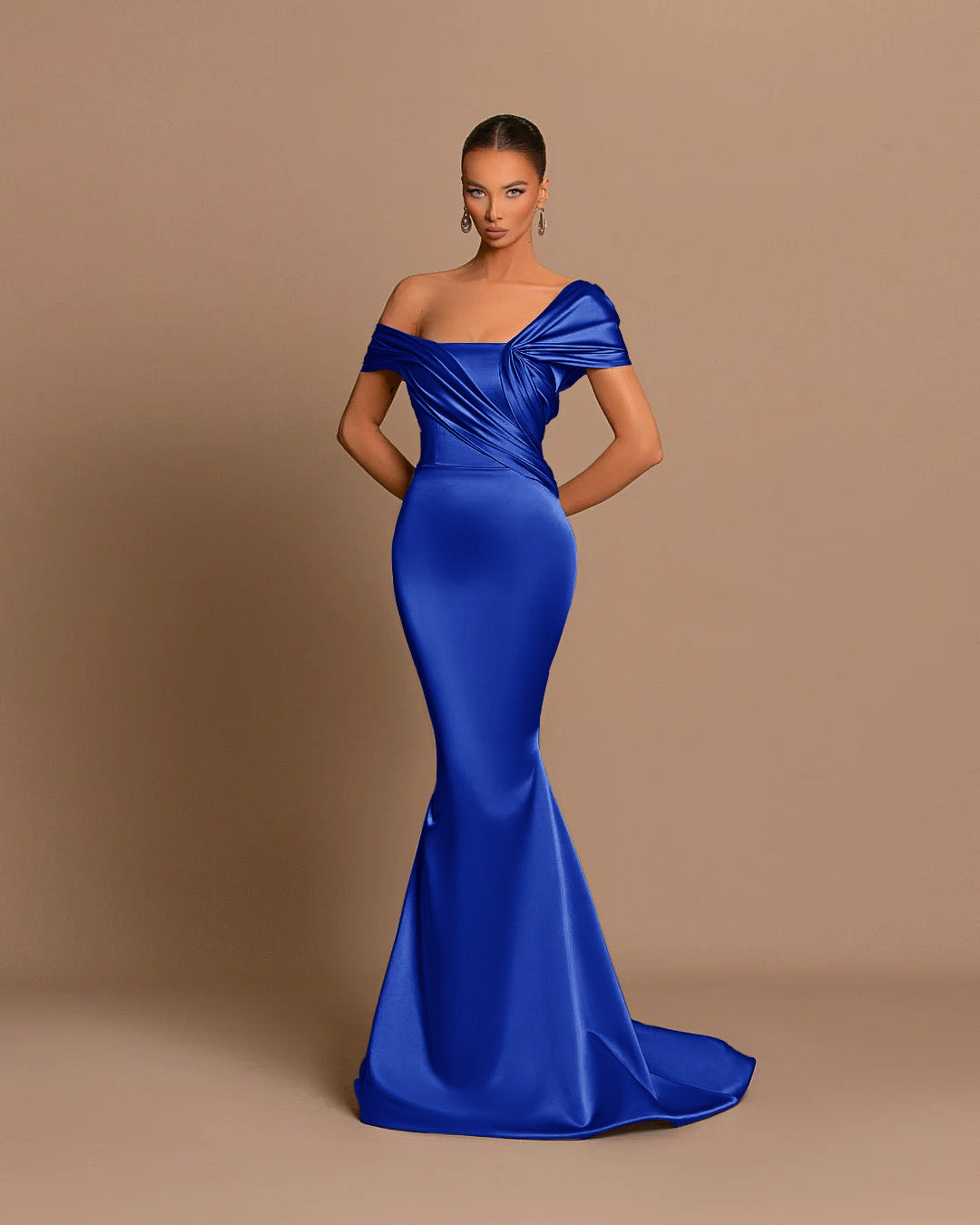 Long Prom Dress Royal Blue Chinese Dress Royal Blue Long Off The Shoulder  Satin Mermaid Evening Dresses