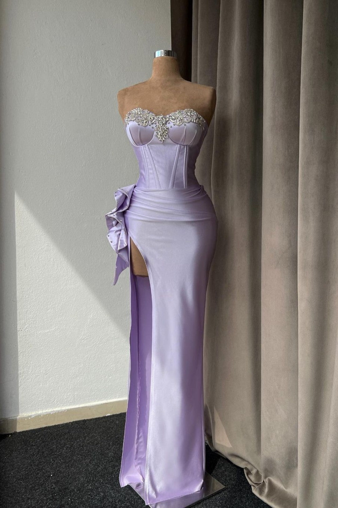 strapless open back dress Lavender Beaded Formal Dresses Strapless A-Line Prom Dress 21623 –  vigocouture main image 1