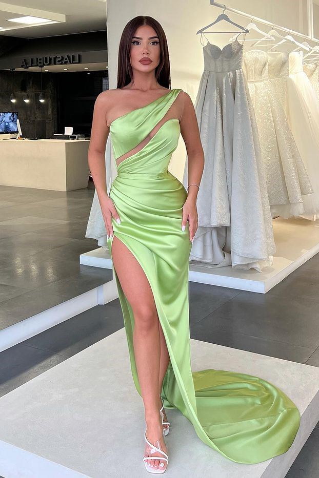 Royal Blue Long Mermaid One Shoulder Satin Formal Prom Dresses with Slit Royal Blue Long Mermaid One Shoulder Satin Formal Prom Dresses with Slit