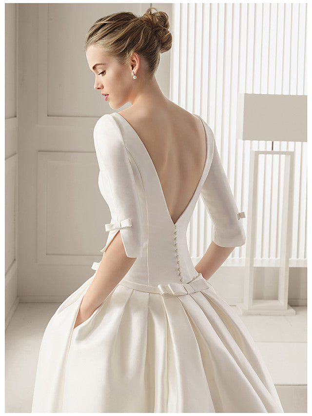knee length dresses for ladies Bohemian Sweetheart A-Line Wedding Dress with Slit and Removable Sleeves and Choker EU36