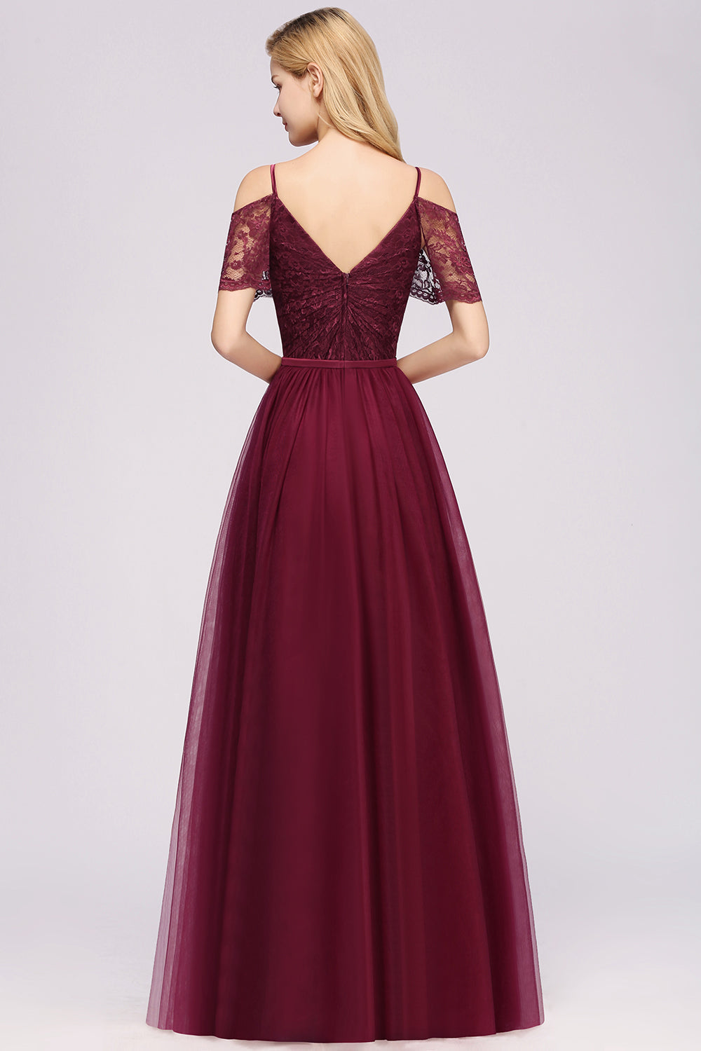 chinese dress ladies BABARONI Chiffon Mother of The Bride Dress with Scoop Lace Neckline Ruffles Sheath Gown main image 1